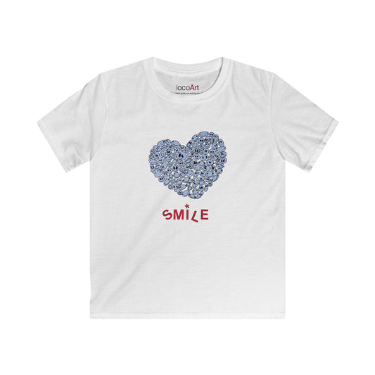 BLUE Heart Smiles - Kids Softstyle Tee