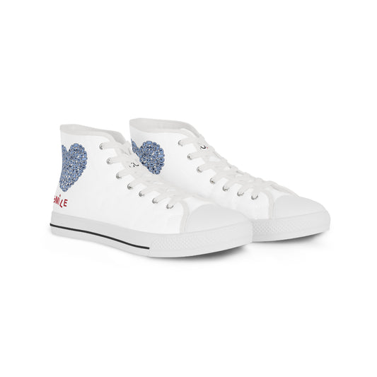 BLUE Heart SMILE, (WT) - Men's High Top Sneakers