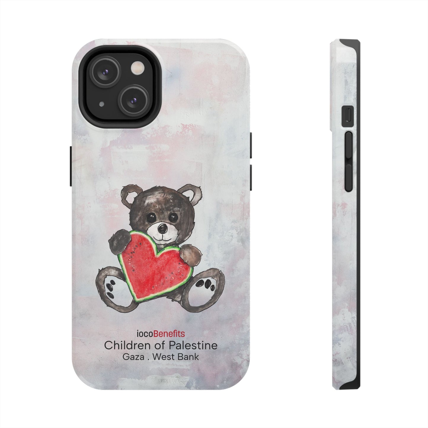 Teddy Bear Black, Watermelon Heart - Tough Phone Cases