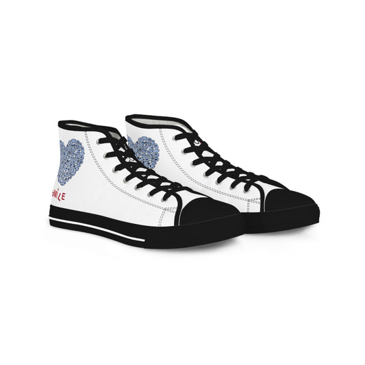 BLUE Heart SMILE, (BT) - Men's High Top Sneakers