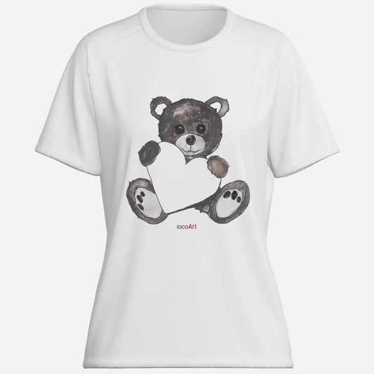 Teddy Bear Heart, BlackBrown-Cotton Women's T-Shirt