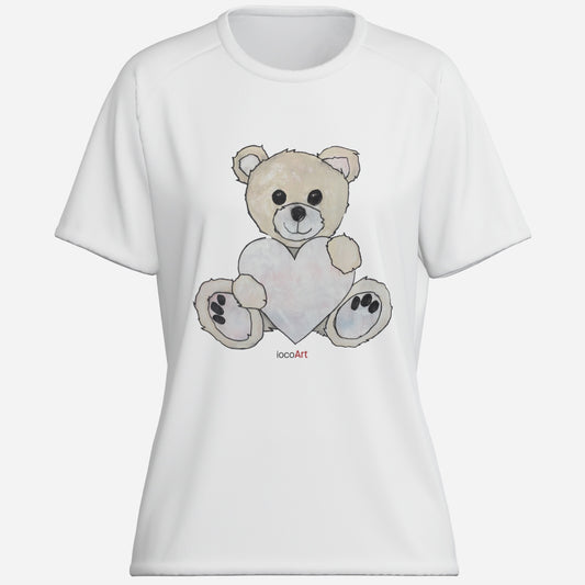 Teddy Bear Heart, Blonde-Cotton Women's T-Shirt