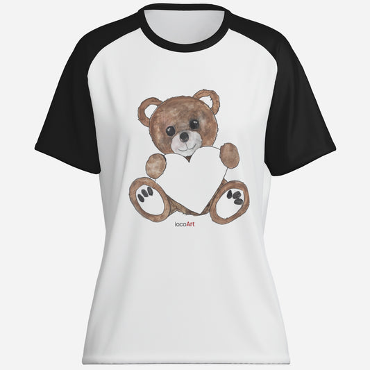 Teddy Bear Heart, Brown (BSL)-Cotton Women's T-Shirt