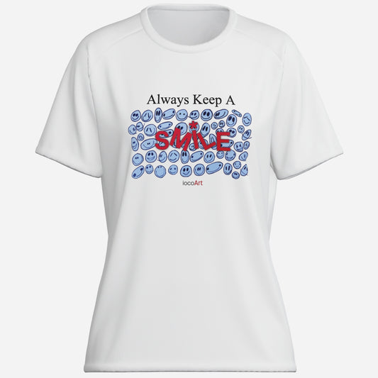 Always Keep A SMILE, BLUE - Women's Cotton T-Shirt
