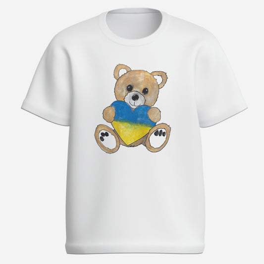 Teddy Bear Golden, Ukraine Heart - Kid's O Neck T-Shirt