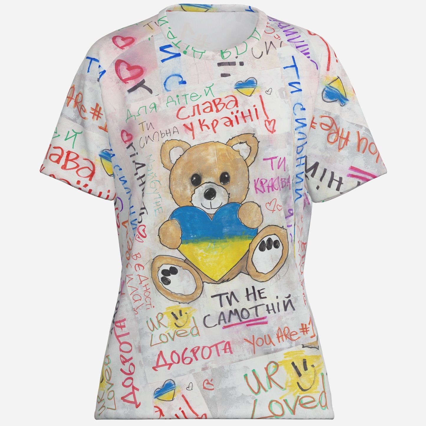 Teddy Bear Golden, Heart of Ukraine - Women's Cotton T-Shirt