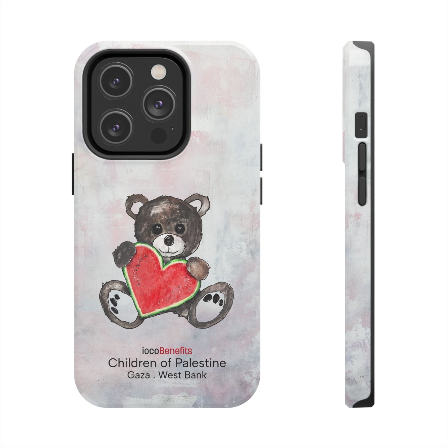 Teddy Bear Black, Watermelon Heart - Tough Phone Cases