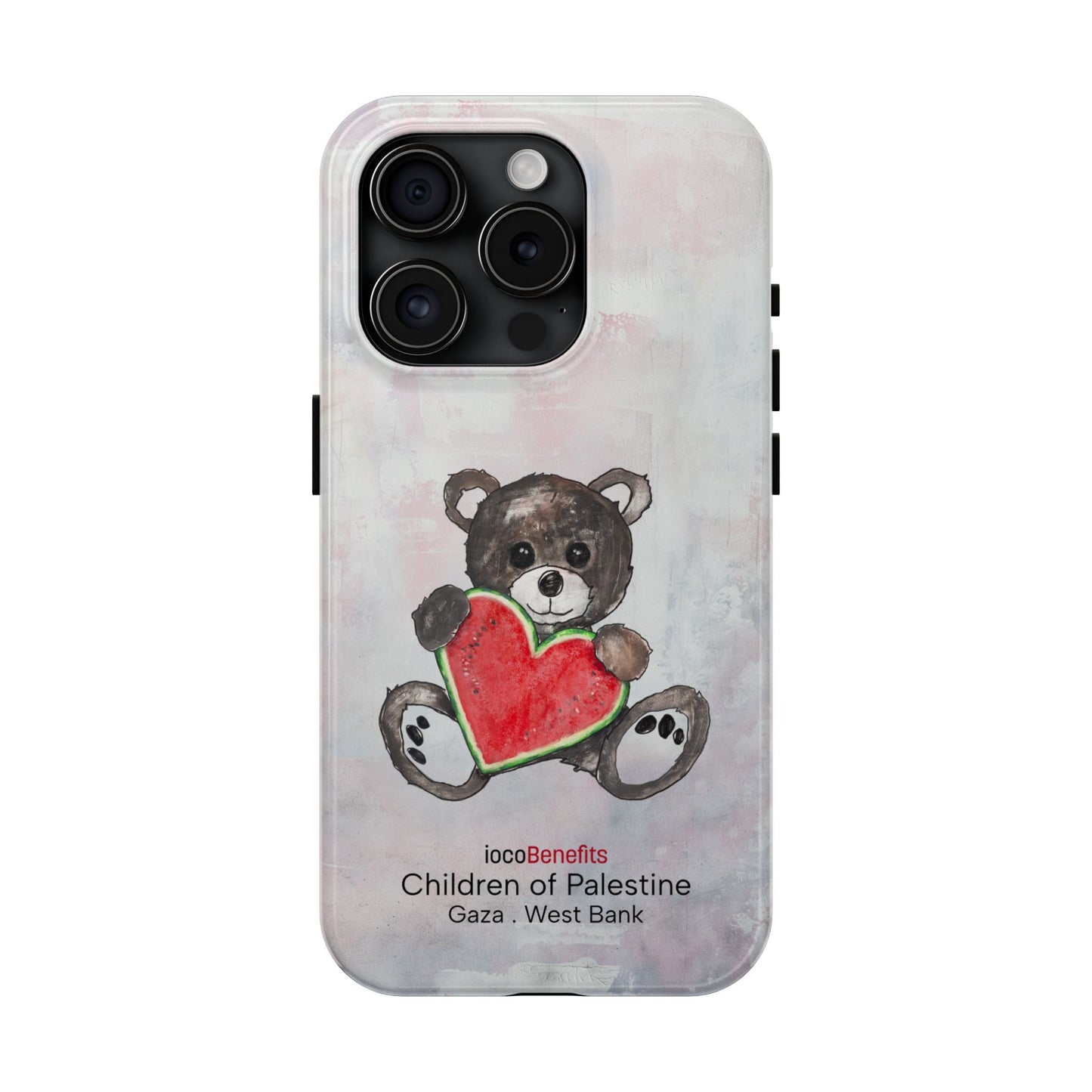 Teddy Bear Black, Watermelon Heart - Tough Phone Cases