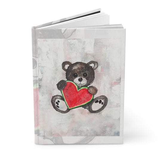 Teddy Bear Black, Watermelon Heart  - Journal