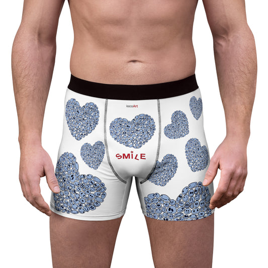 BLUE Heart SMILE - (AOP1) Men's Boxer Briefs