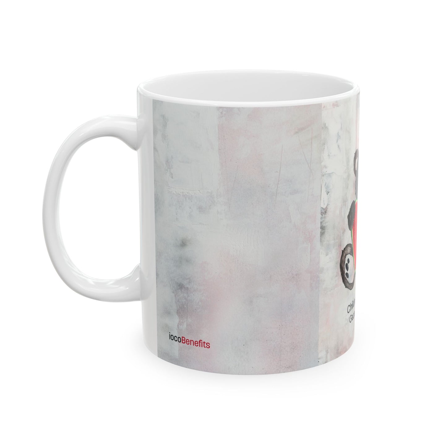 Teddy Bear Black, Watermelon Heart - Ceramic Mug, (11oz, 15oz)