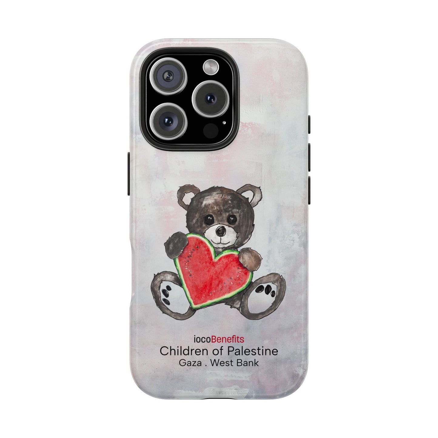 Teddy Bear Black, Watermelon Heart - Tough Phone Cases