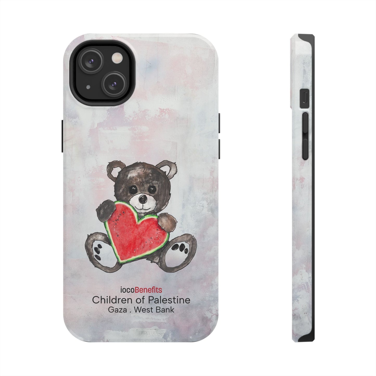 Teddy Bear Black, Watermelon Heart - Tough Phone Cases