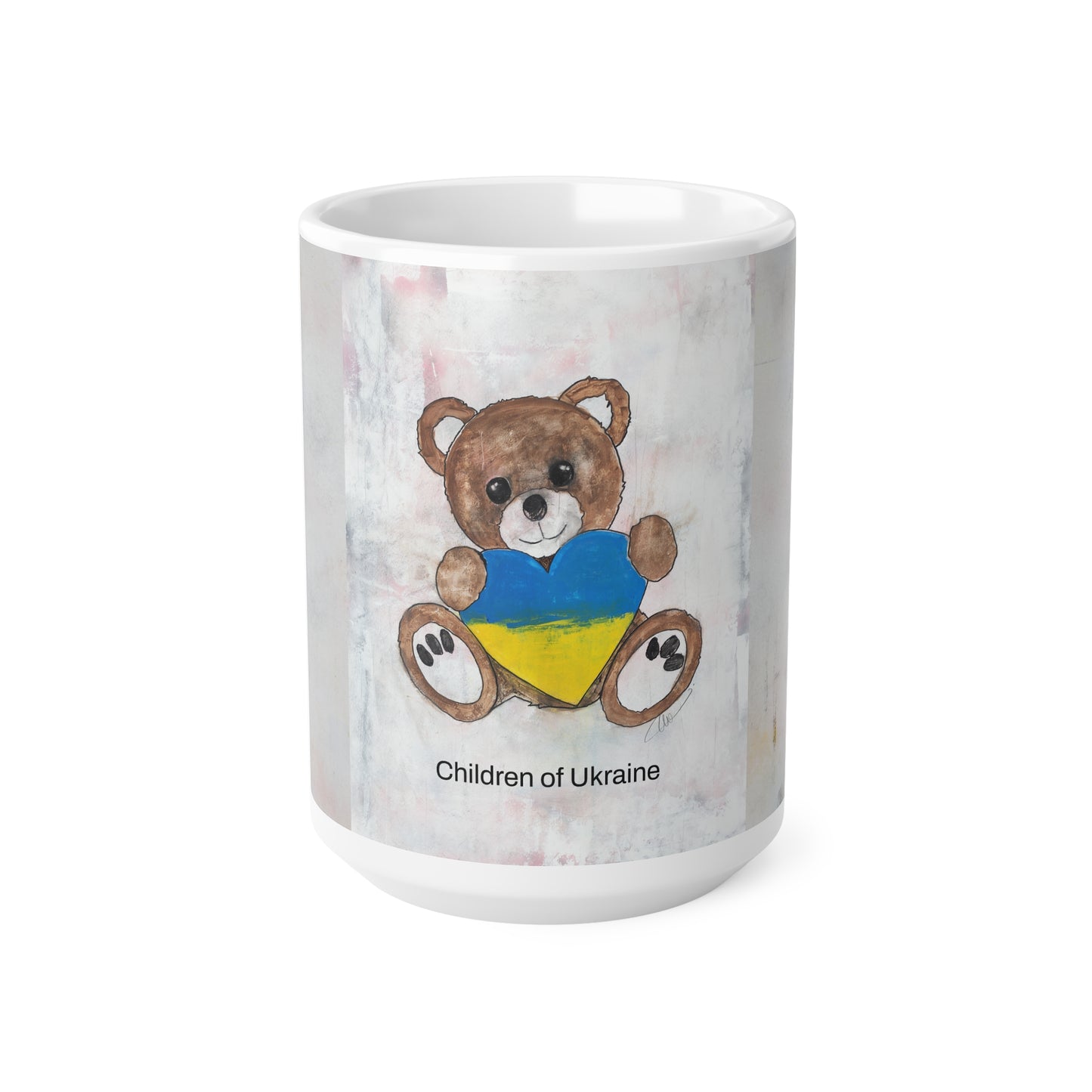 Teddy Bear, Brown - Ukraine Heart Ceramic Mug, (11oz, 15oz)
