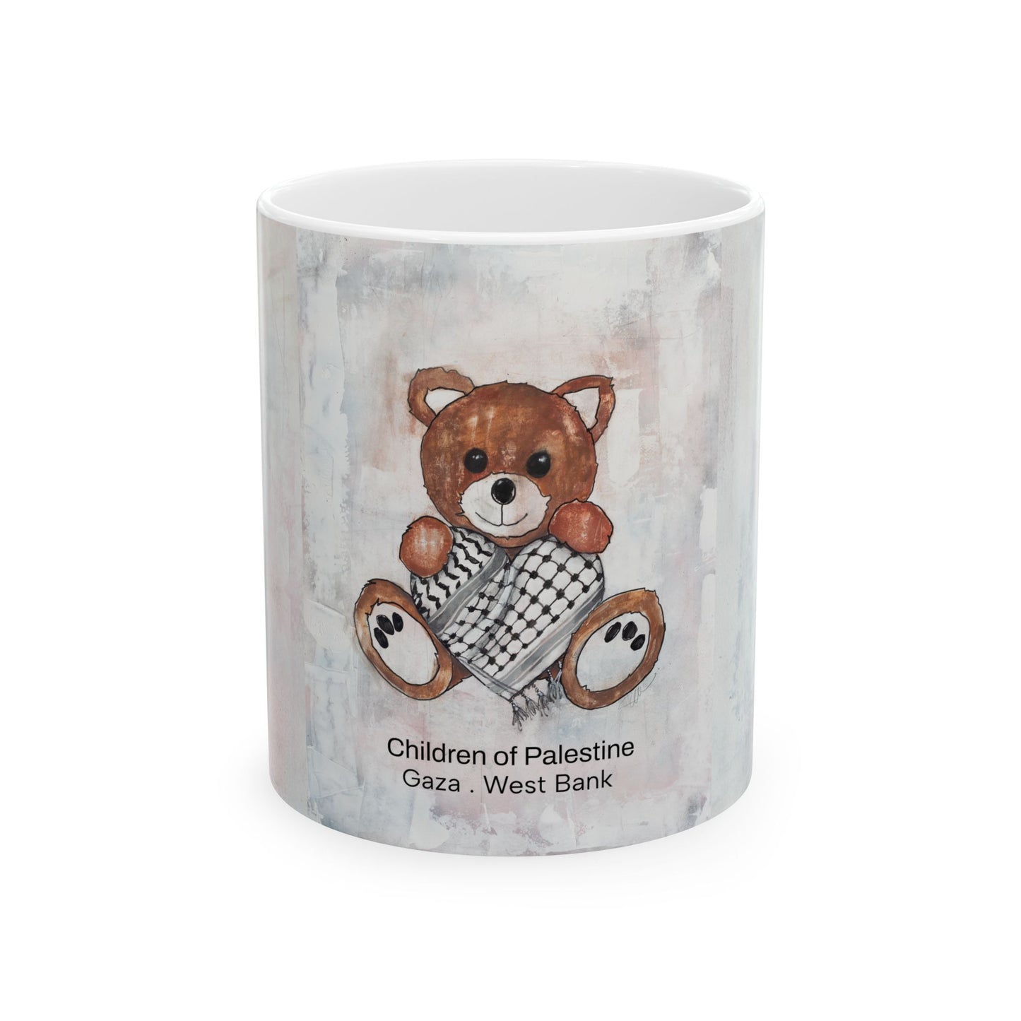 Teddy Bear Red, Keffiyeh Heart - Ceramic Mug, (11oz, 15oz)