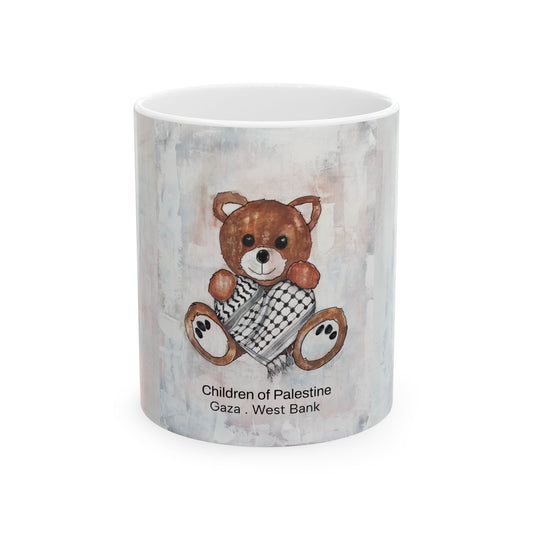 Teddy Bear Red, Keffiyeh Heart - Ceramic Mug, (11oz, 15oz)