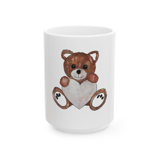 Teddy Bear, RedBrown - Ceramic Mug, (11oz, 15oz)