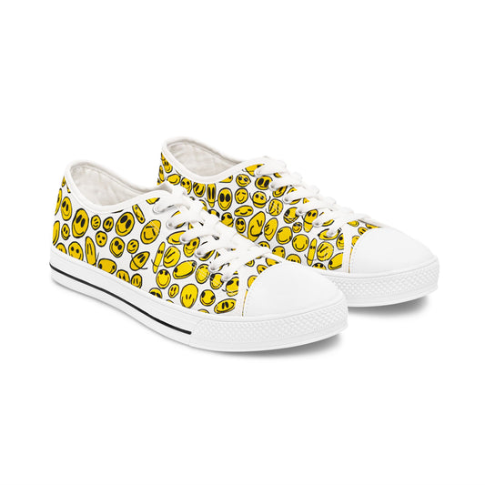 Yellow SMILES - Women's Low Top Sneakers