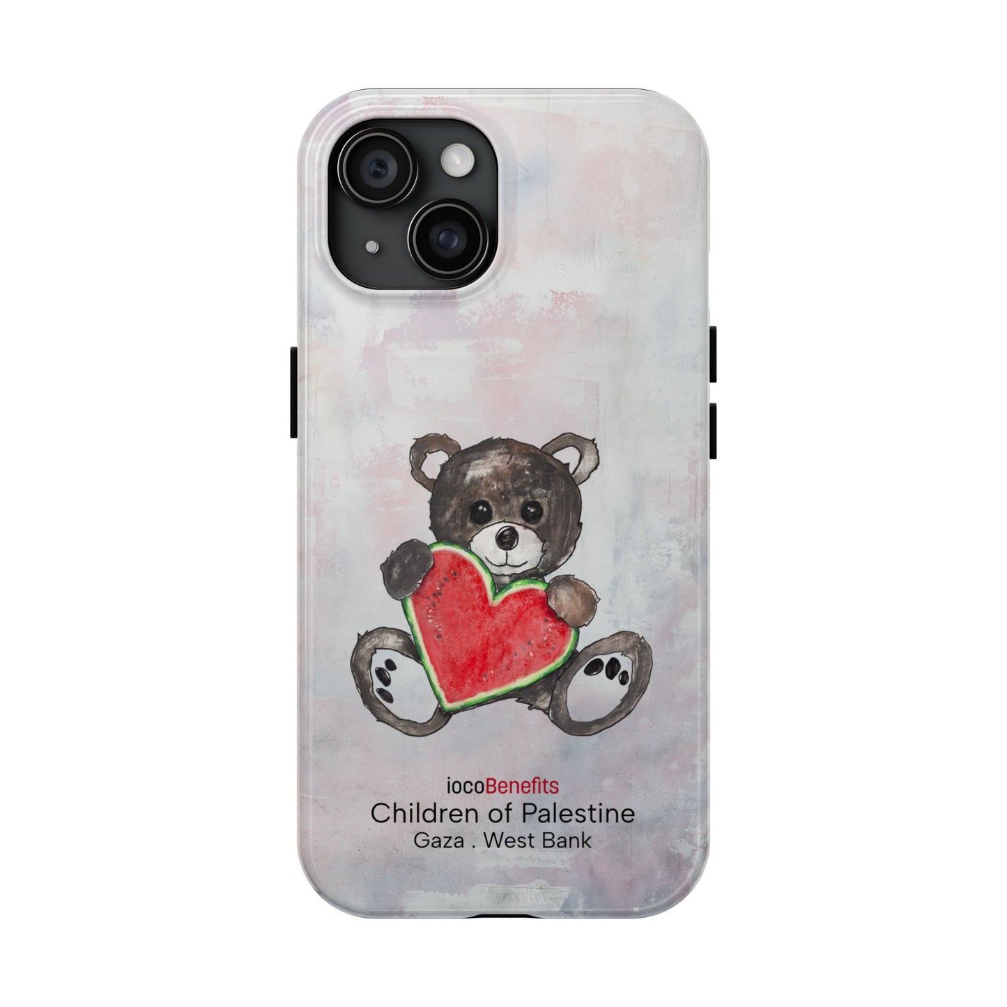 Teddy Bear Black, Watermelon Heart - Tough Phone Cases