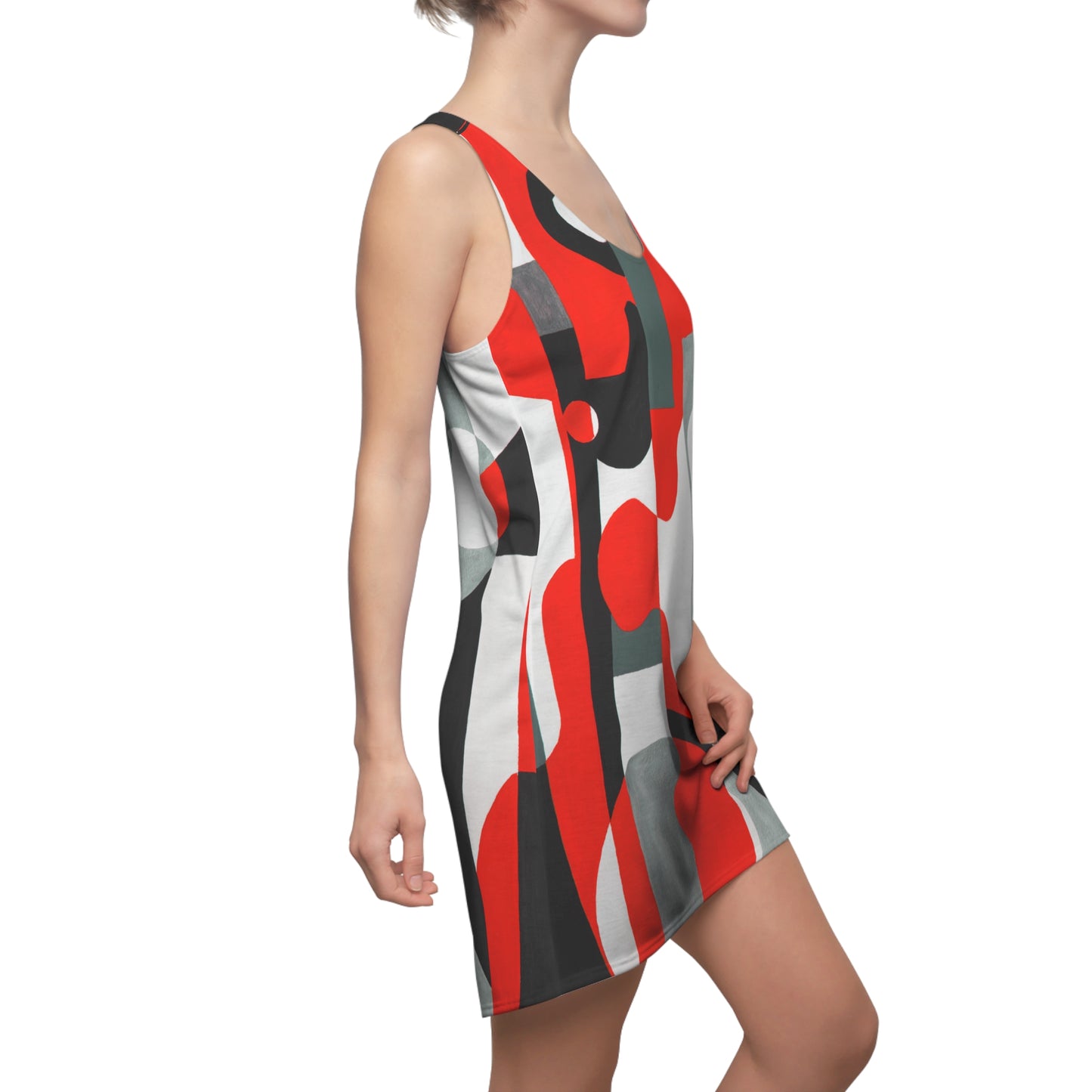 Fitting In, Red-Racerback Dress (AOP)