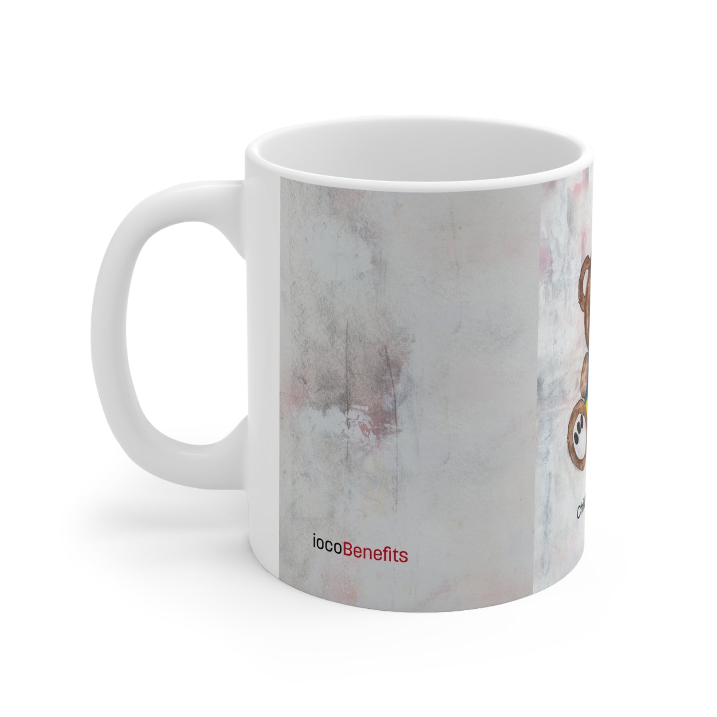 Teddy Bear, Brown - Ukraine Heart Ceramic Mug, (11oz, 15oz)