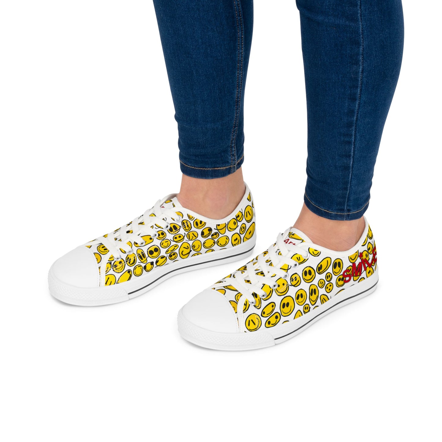 Yellow SMILES - Women's Low Top Sneakers