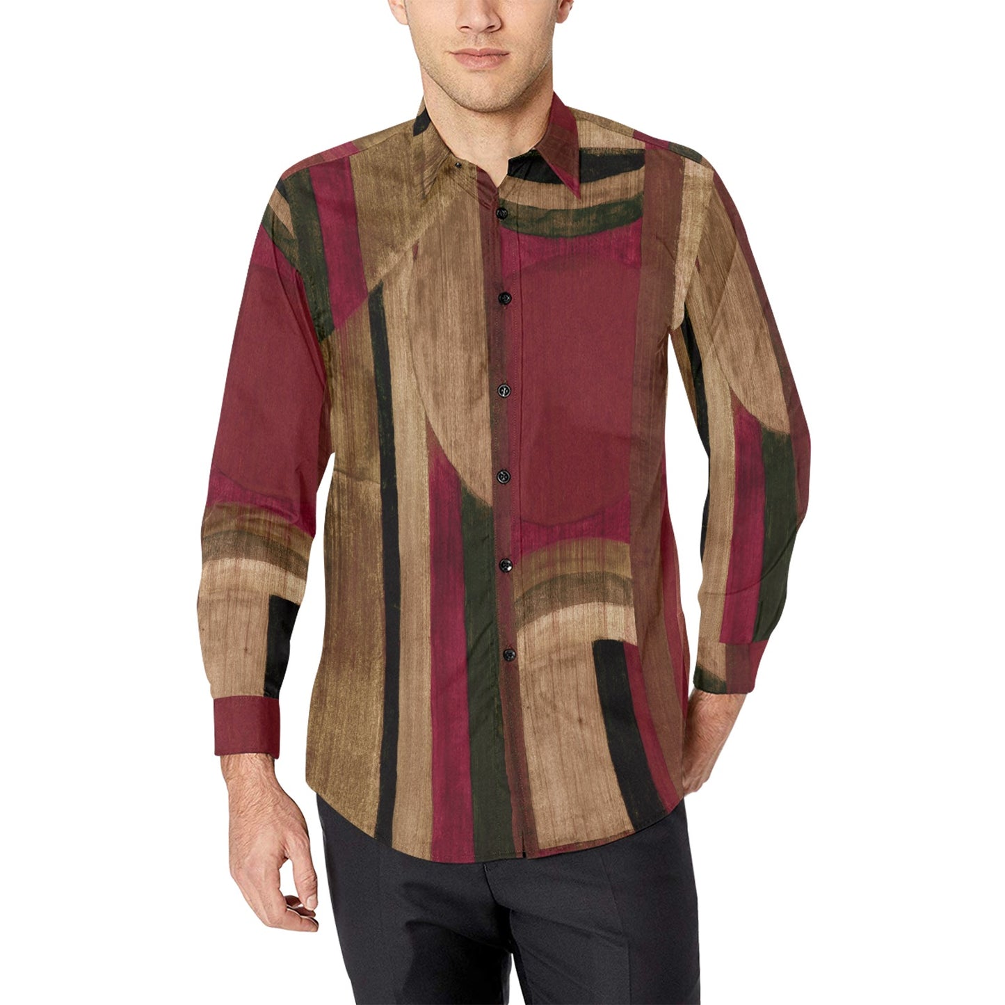 Burgundy of Pompeii-Men's Long Sleeve Shirt