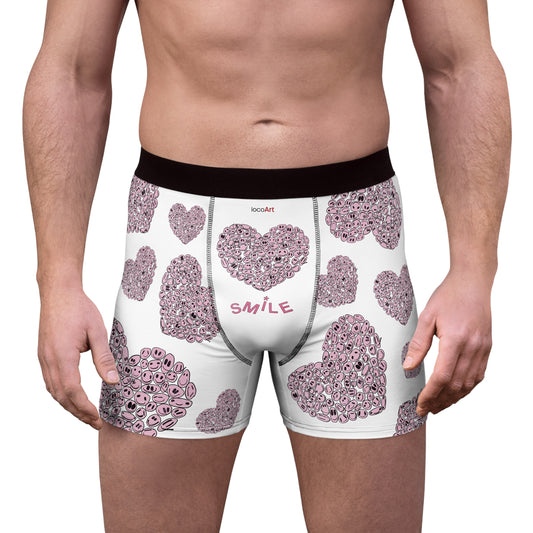 PINK Heart SMILES - (AOP) Men's Boxer Briefs