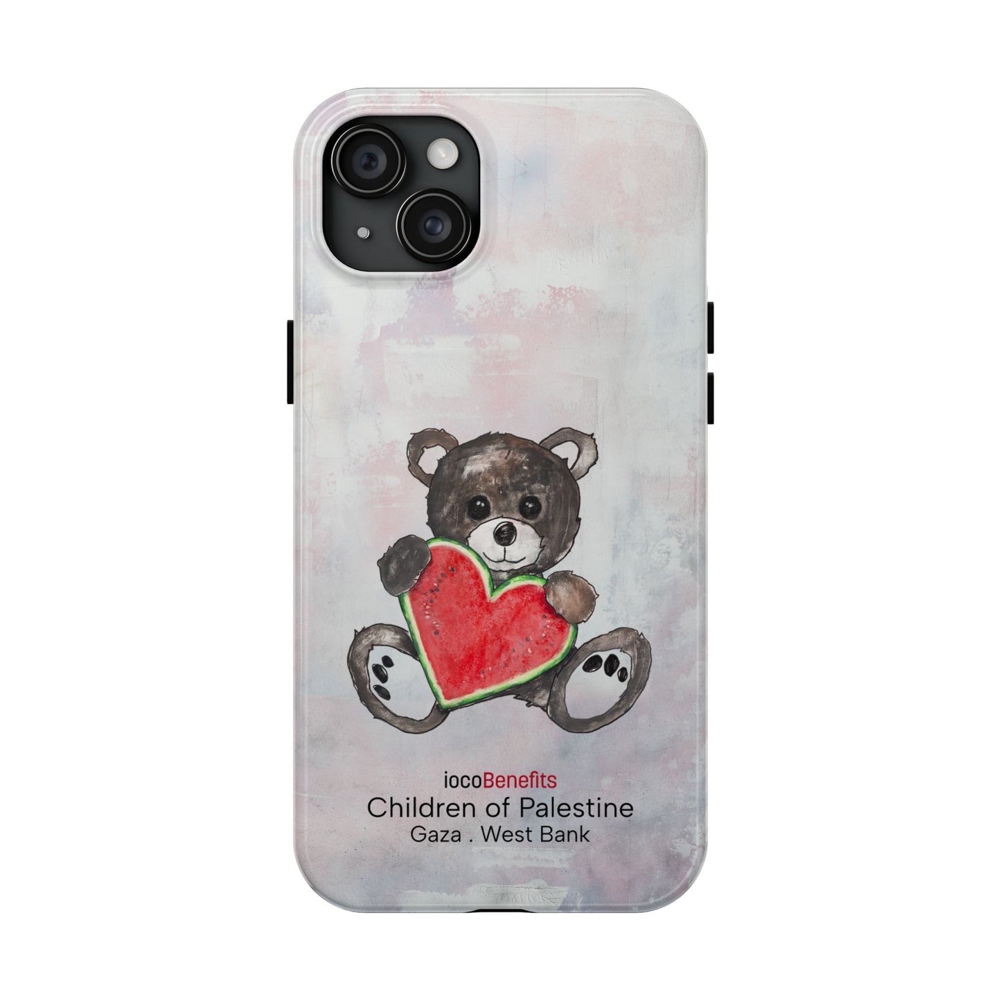 Teddy Bear Black, Watermelon Heart - Tough Phone Cases