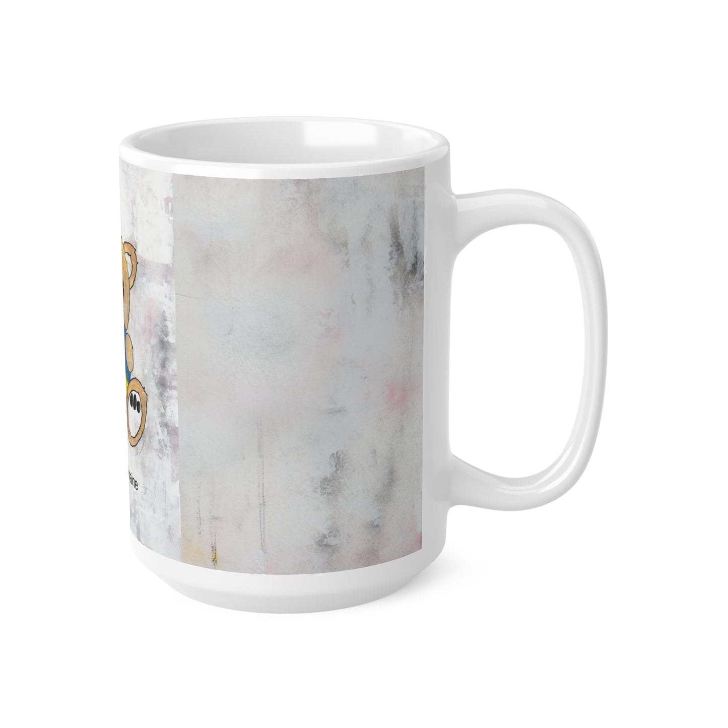 Teddy Bear, Golden - Ukraine Heart Ceramic Mug, (11oz, 15oz)