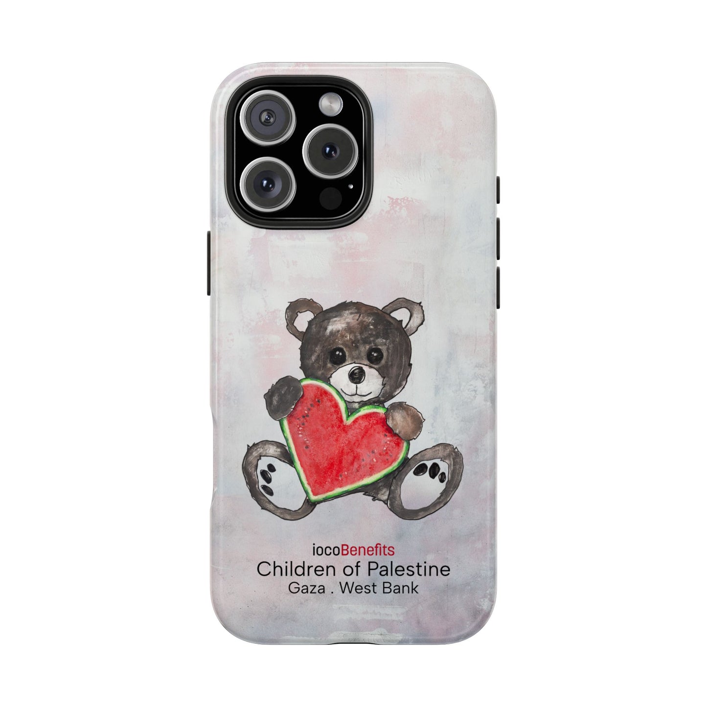 Teddy Bear Black, Watermelon Heart - Tough Phone Cases