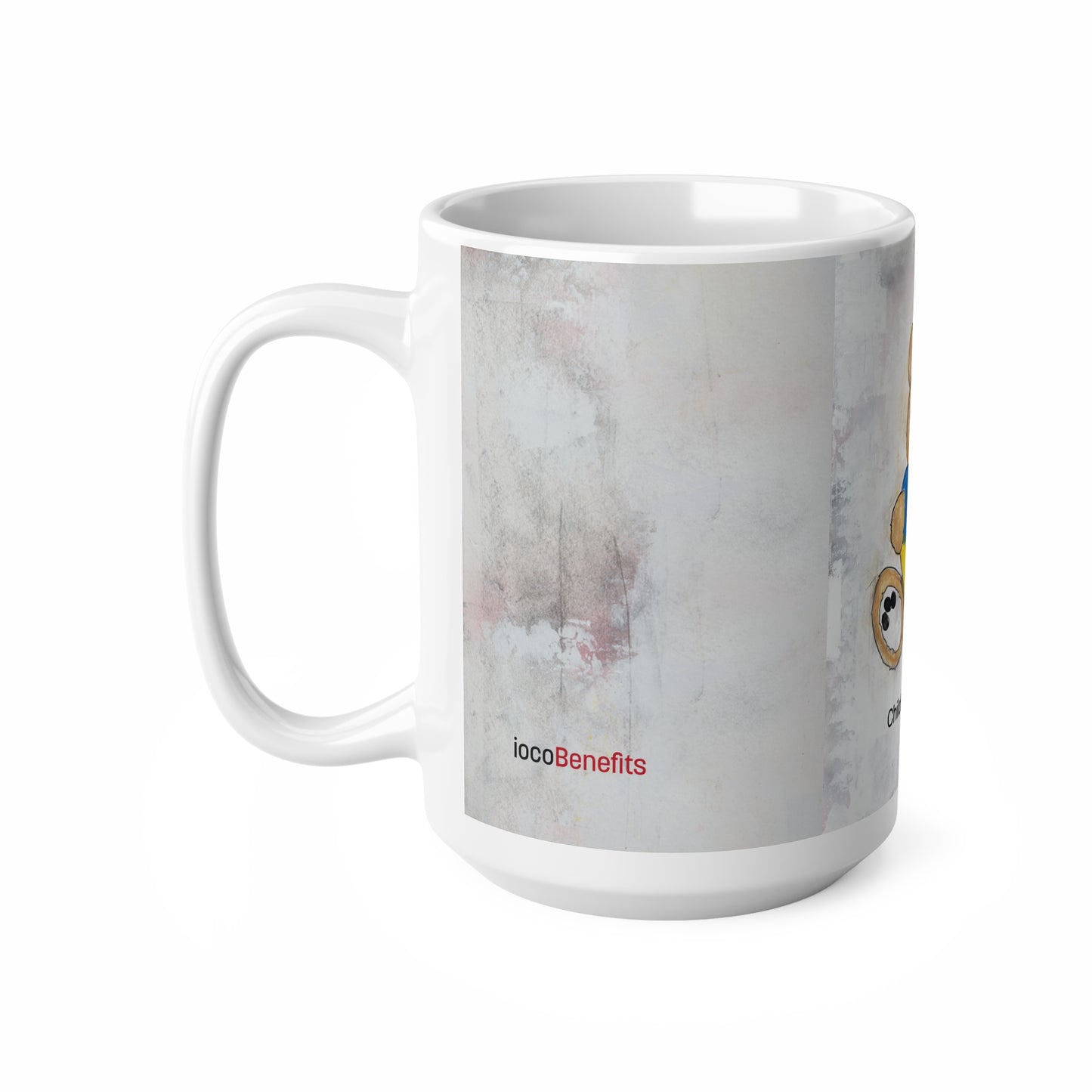 Teddy Bear, Golden - Ukraine Heart Ceramic Mug, (11oz, 15oz)