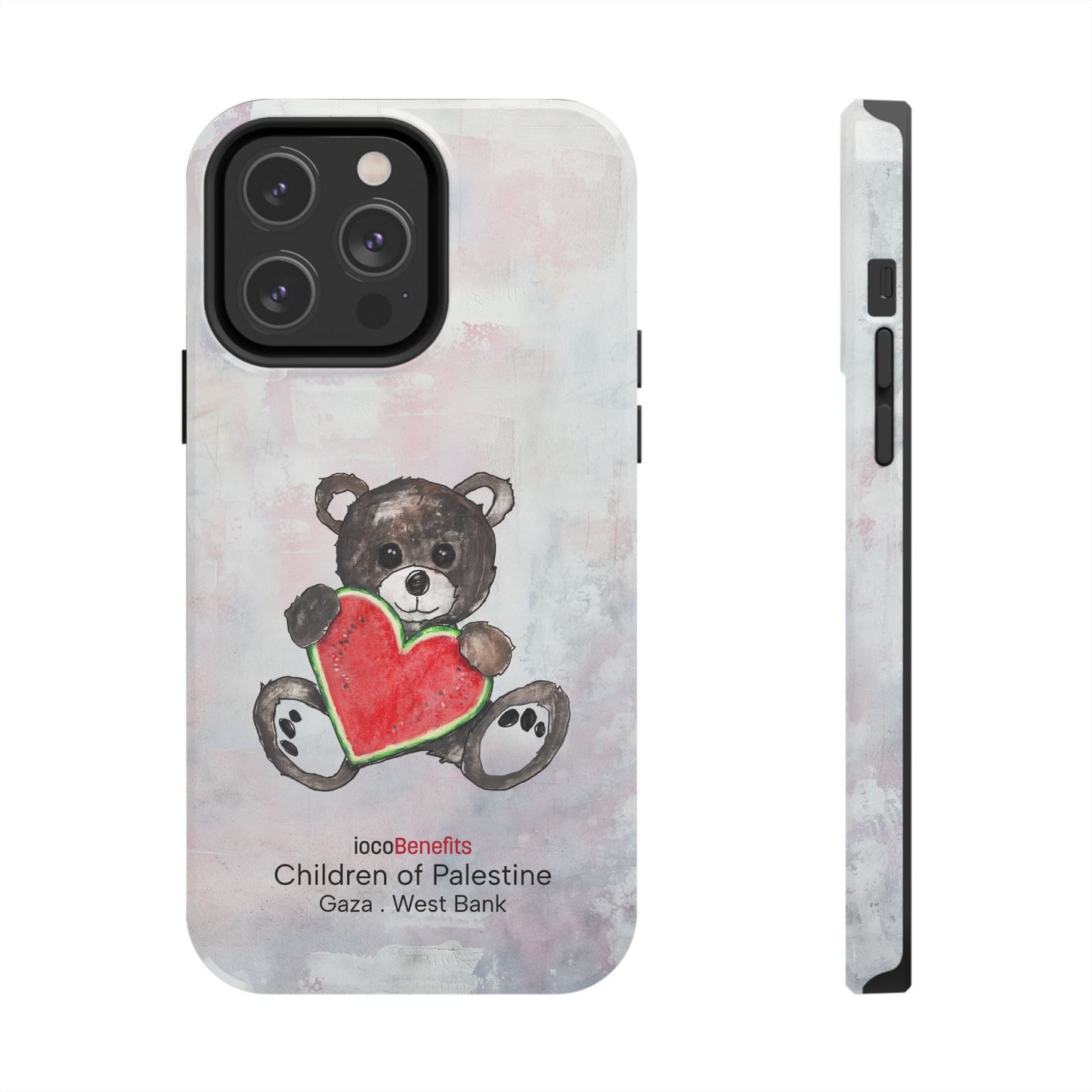 Teddy Bear Black, Watermelon Heart - Tough Phone Cases