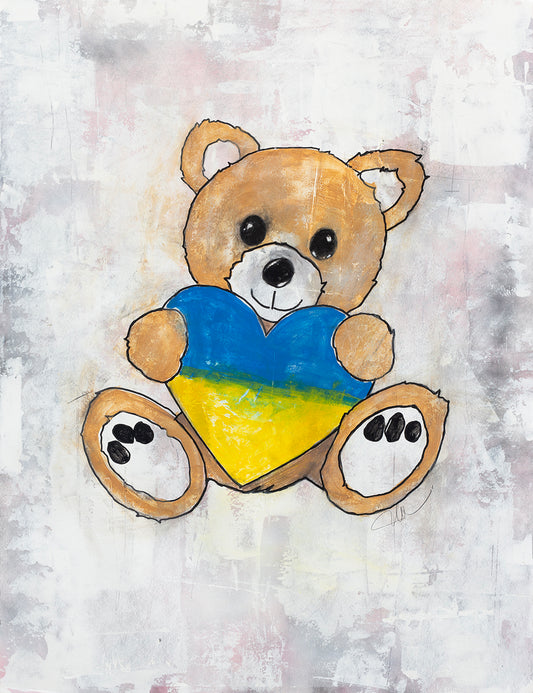 Teddy Bear Golden - Ukraine Heart (PRINT ONLY)