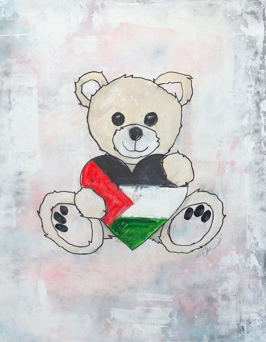 Teddy Bear Blond-Heart of Palestine (PRINT ONLY)