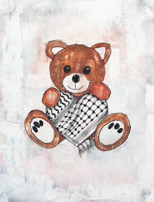 Teddy Bear Red-Keffiyeh Heart (PRINT ONLY)